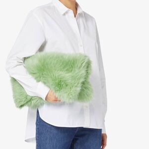 MSGM Green Faux Fur Clutch